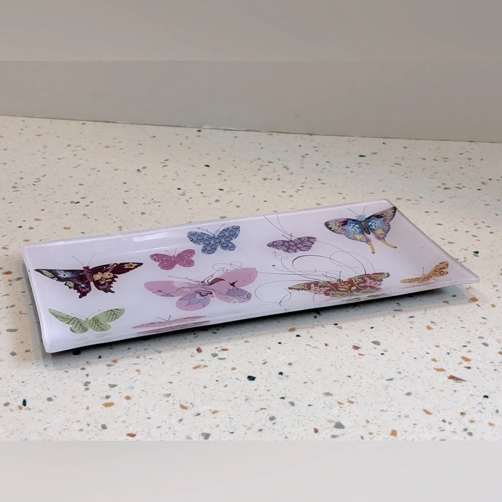 Fringe Studio Elegant‎ Glass Butterfly Tray